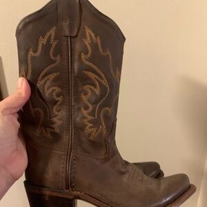 Old West Kids Boots Unisex-Child J Toe Western Brown Size 120